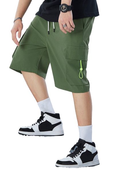 

romwe guys solid pocket drawstring shorts v7rq#, White;black