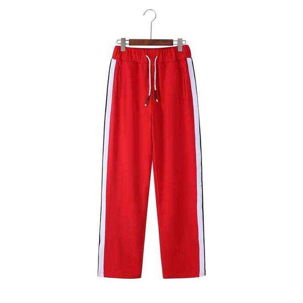 Tasarımcı erkekler palmiye uzun pantolon şerit koşucu pantolon joggers rahat kış erkek parça pantolon yüksek kaliteli katı renk gökkuşağı yan çizgiler Trous 08