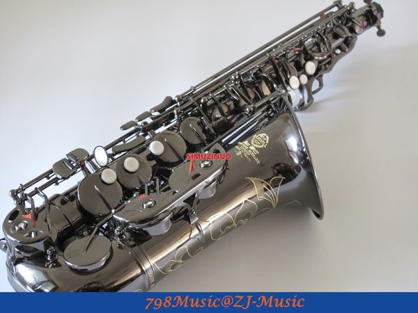 

black nickel eb alto saxophone high f# with-white pearl buttons