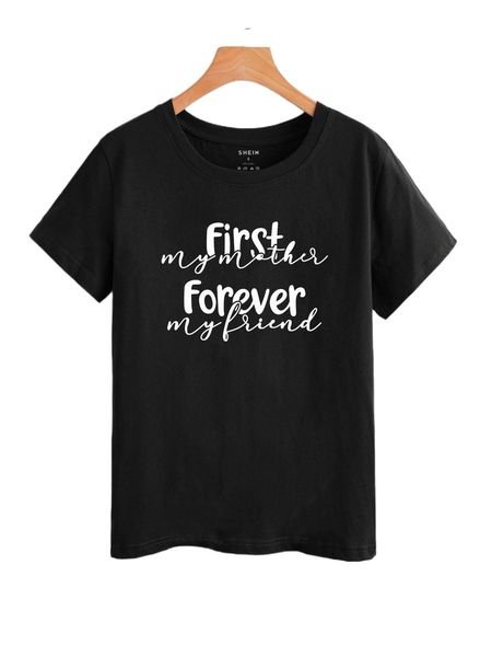 

slogan graphic short sleeve tee n718#, White