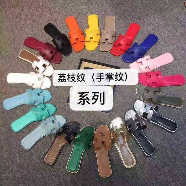 

designer herme slippers h family slippers women's summer versatile leather line slippers for tourism wear flat bottomed beach sandals l, Black