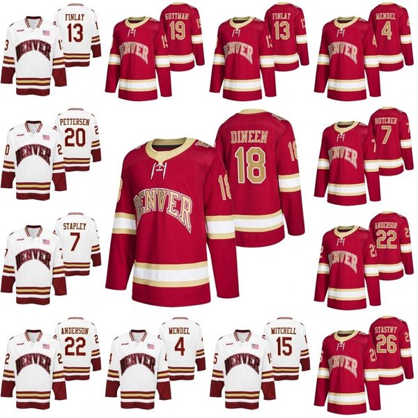 A3740 18 Ryan Barrow Denver Pioneers NCAA College Hockey Jersey Brett Stapley Glenn Anderson Emilio Pettersen Ian Mitchell Paul Stastny Matt Carle