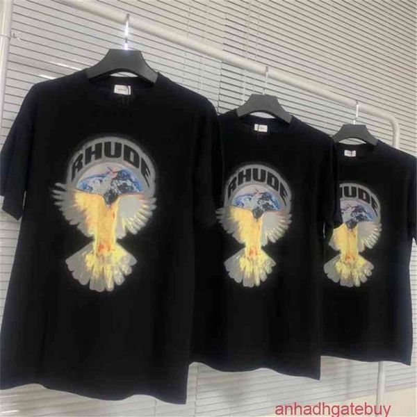 

oversized rhude t shirt men women 11 earth peace pigeon print 249p, White;black