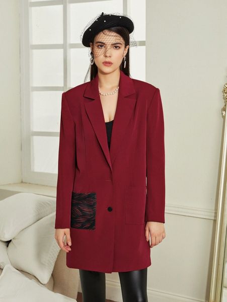 

x aletia lapel collar graphic pattern pocket button detail blazer n8sx#, White