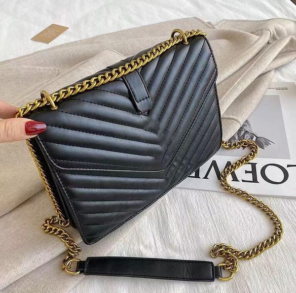 

luxury designer handbag y-shaped pu leather ladies metal flap chain shoulder bag flap bag messenger bag wholesale