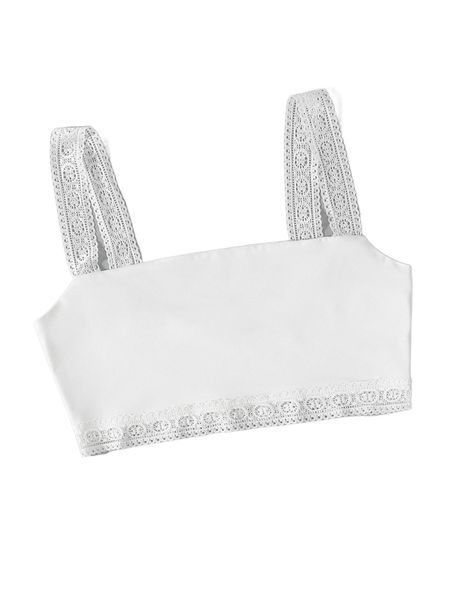 

guipure lace crop wide strap z6mr#, White