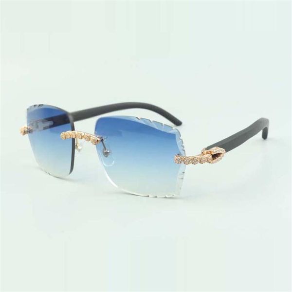 

2022 bouquet diamond sunglasses 3524014 with natural black wooden glasses and cut lens 3.0 thickness2140, White;black