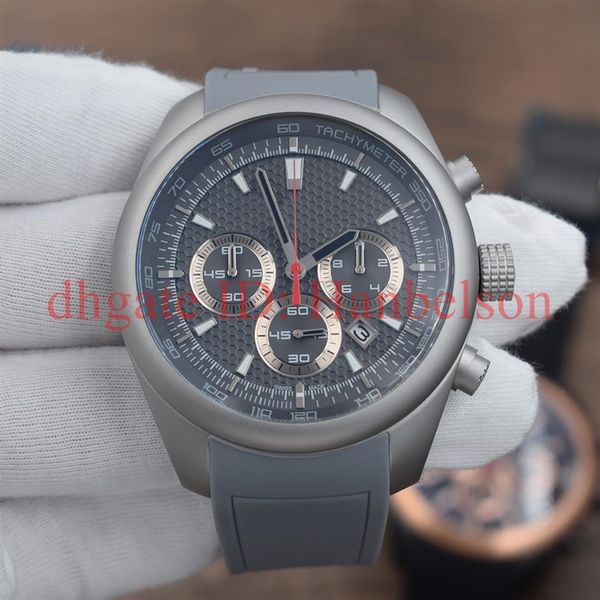 

new sports men 6612 multifunctional chronograph quartz watch titanium shell rubber strap small dial work fashion male wristwatch244q, Slivery;brown