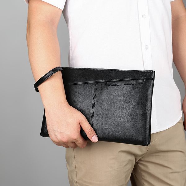 

fashion leather men s clutch bag handbag brand pu classic black large capacity envelope 220527