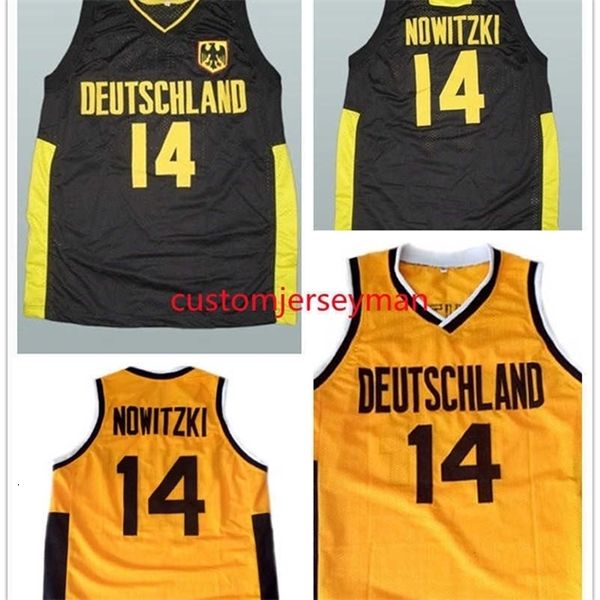 

nc01 deutschland germany team dirk #14 nowitzki jersey throwback mens stitched jerseys retro custom made size s-5xl, Black