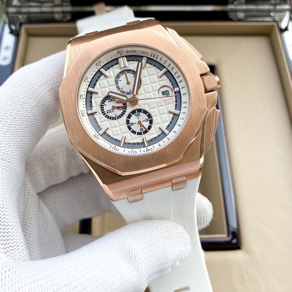 

mens watch automatic mechanical watches 44mm business wristwatches men wristwatch waterproof rubber strap design montre de luxe, Slivery;brown