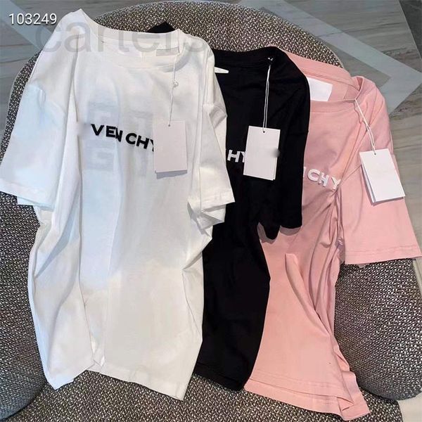 

women's t-shirt designer 2022 spring and summer new urban leisure loose letter embroidery t-shirt round neck pullover thin short sleeve, White