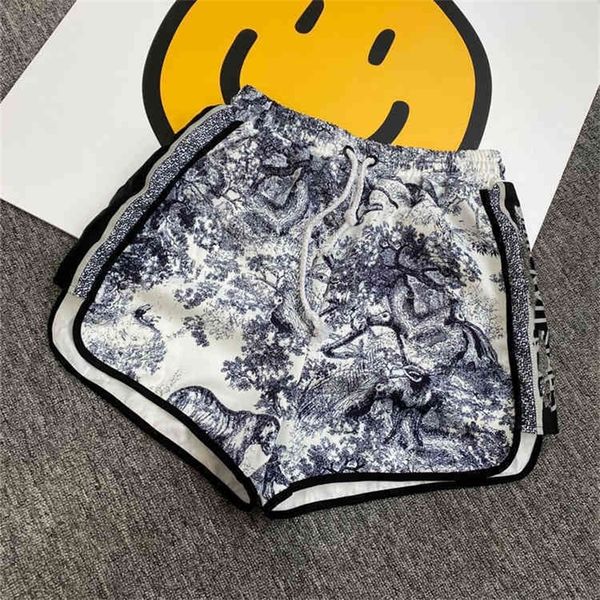 

66% off new summer jungle animal jacquard wide leg women's side letter print high waist elastic ribbon shorts pants, White;black