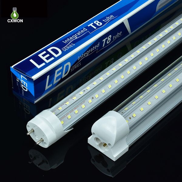 Tubos de LED integrados de 8 pés 65W T8 LUZES DE LED DUPLO G13 FA8 V FORMAÇÃO 25PACK 2835 Lâmpada 270 graus