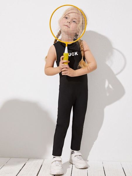 

toddler girls letter graphic tank jumpsuit she, Blue