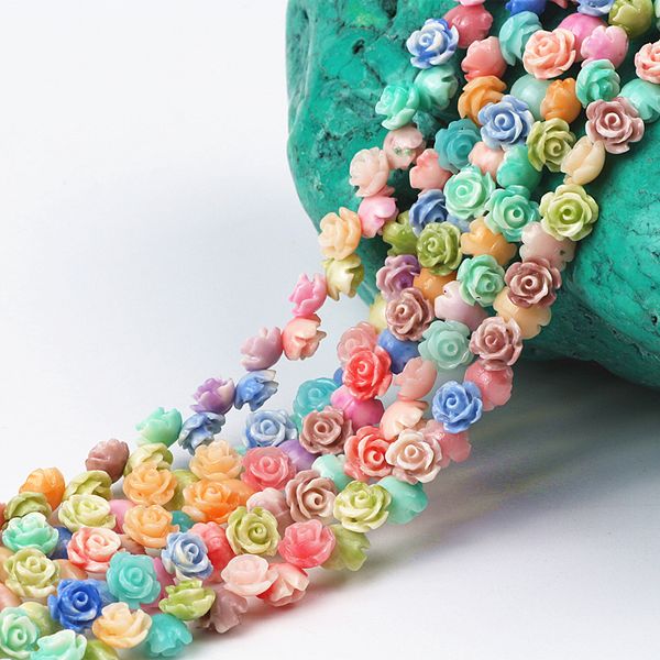 50pcslot50pcs1strandDia 8mm mehrfarbige synthetische Rosenkorallen-Sp-Perlen passen DIY-Halsketten-Schmucksachen, die Entdeckungen Y200917 machen