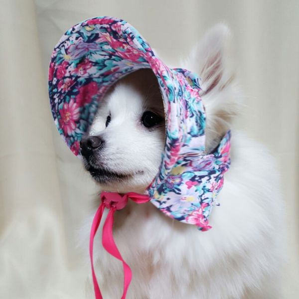 Одежда для собак новая домашняя цветочная шляпа милая кошка и собаки ретро -леди шляпы с тенью галстук