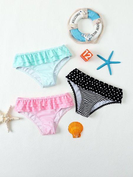 

3pack toddler girls polka dot & striped bikini bottom she, Black