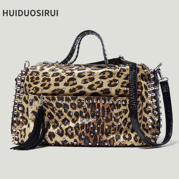 

rhinestone bag fashion leopard print female diamond-studded portable large rhinestone one shoulder women220427