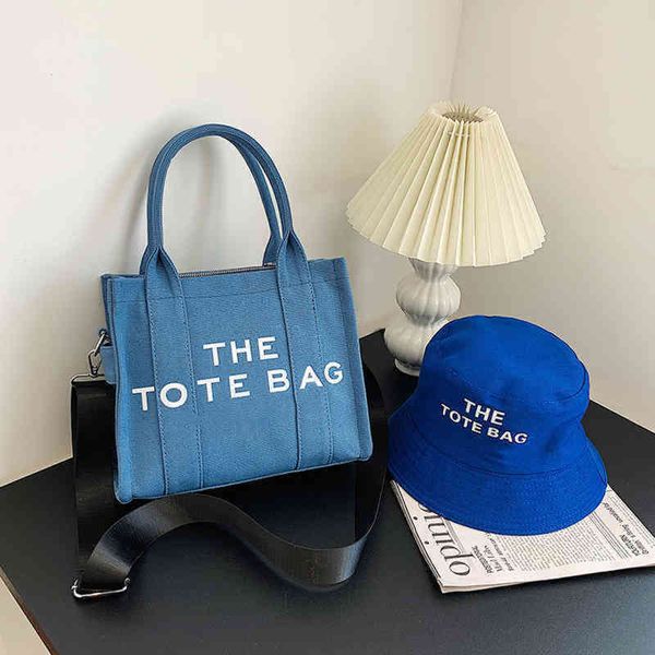 

2 pcs/set canvas tote bag women's tote bag fashion bag single shoulder clutch messenger handbag hats 220511