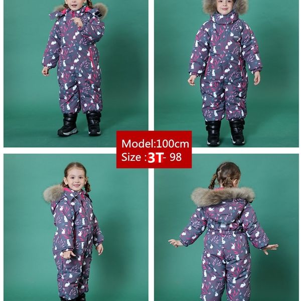 Nascido garotas garotas de inverno macacão neve de algodão padrão de algodão com zíper com casaco infantil com capuz Kids Snow Snow Jumpsuit LJ201203