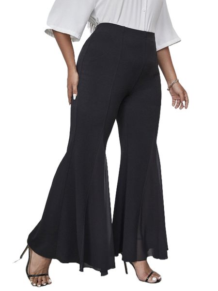 

plus high waisted flare leg pants z6wo#, Black