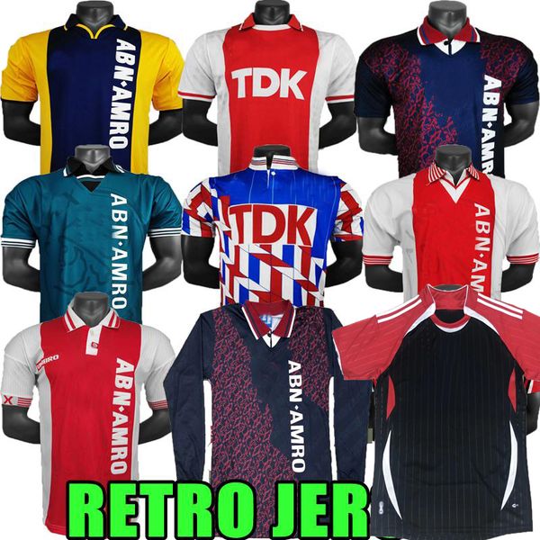 Tadic Ajaxes Ibrahimovic Bergkamp Retro Futbol Forması Erkekler Üstü Evde Witschge 89 90 94 95 97 98 00 01 04 05 Vintage Rijkaard Kluivert Klasik Spor Futbol Gömlek