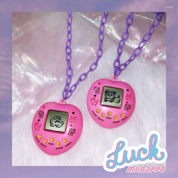 Цепочки 90 -х Электронная домашняя игра для домашних животных подвесное ожерелье для женщин, мужчины Y2K Vintage Funny Toy Choker Harajuku