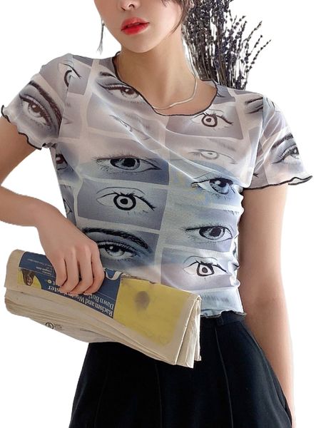 

dazy eye print sheer l9p8#, White