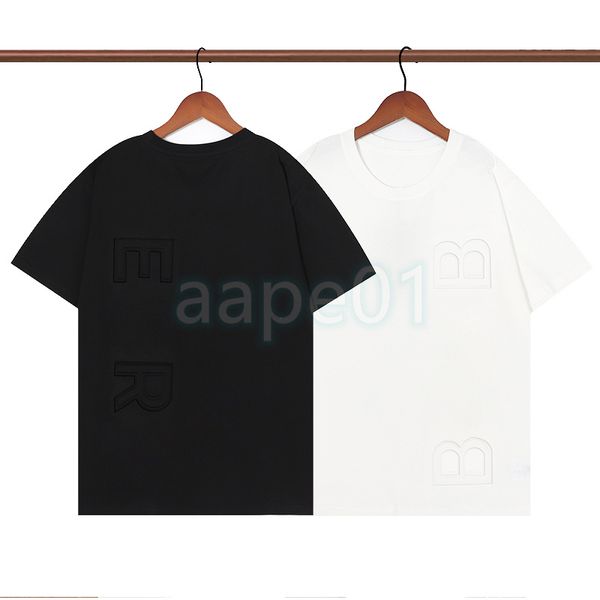 

men womens t shirts designer man 3d embossed letters logo tees fashion short sleeve summer shirt asian size s-2xl, White;black