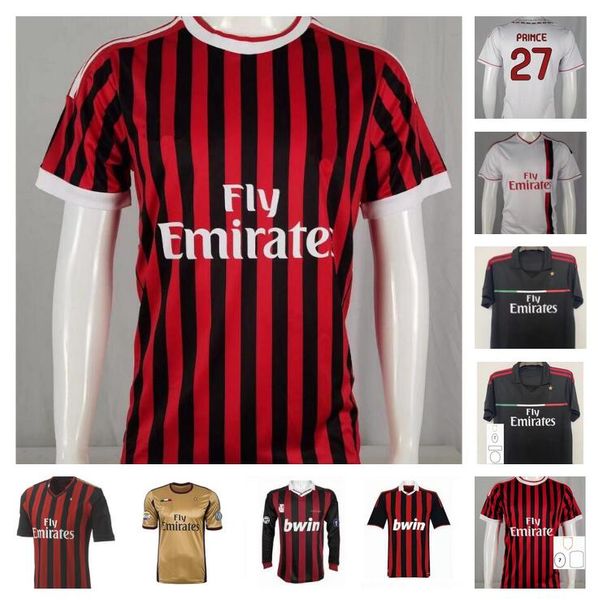 

ac milans 2009 2010 2011 2012 2013 2014 retro soccer jersey 09 10 11 12 13 14 ronaldinho beckham maldini pato seedorf inzaghi ibrahimovic pi, Black;yellow