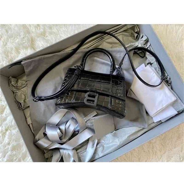 

evening bag balenciga italy designer luxury high version b family alligator hourglass leather b-button