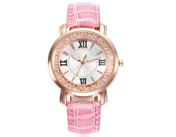 

luxurious ins women's quartz watches classical casual diamond round alloy leather buckle band wristwatch ladies student watch, Slivery;brown