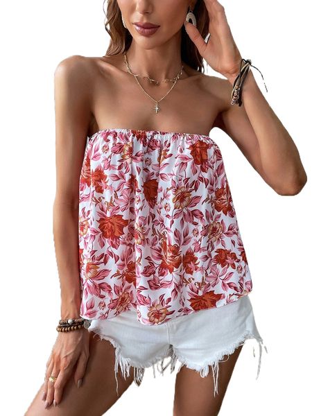 

floral print tube q5vj#, White