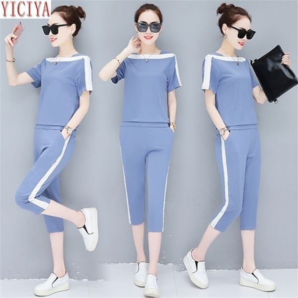 

outfit tracksuit sportswear coord for women 2 piece set short and pants plus size large summer black clothing y201128, Gray