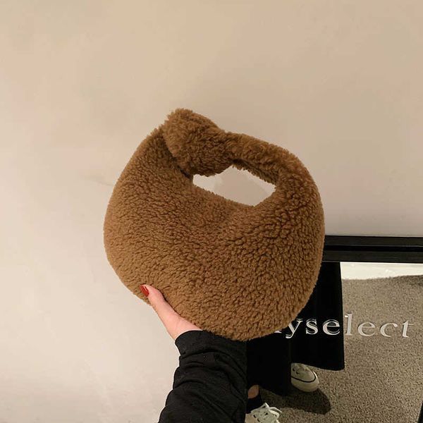 

2022 autumn and winter plush lamb wool women's bag net red same style portable dumpling bags fashion handbags wool bags