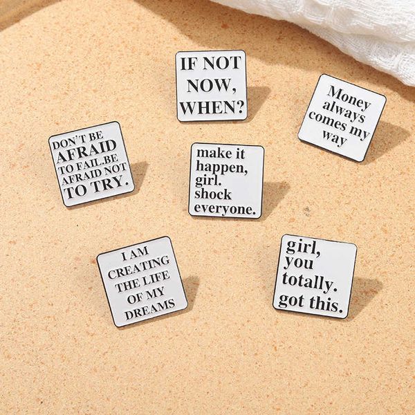 

if not now when badge alloy jewelry english letter series brooch, Gray