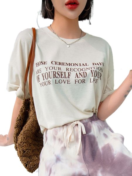 

dazy slogan graphic drop shoulder tee m15f#, White