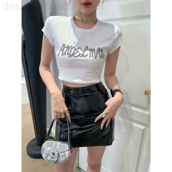 

women's t-shirt designer trendy 22ss versatile diamond black and white girl short t-shirt small version essential piece bm5j