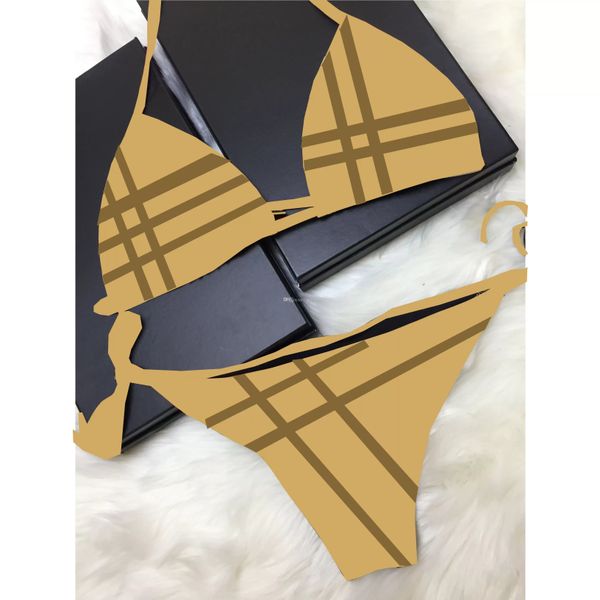 

textile luxury swimsuit orange b brand thong triangle brazilian fashion plaid women swimwear bikini set printed lady swimsuit bikinis summer