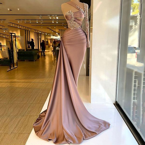 

one shoulder beaded 3d applique prom dresses new celebrity dresses party gowns luxurious merrmaid formal evening dress, Black;red