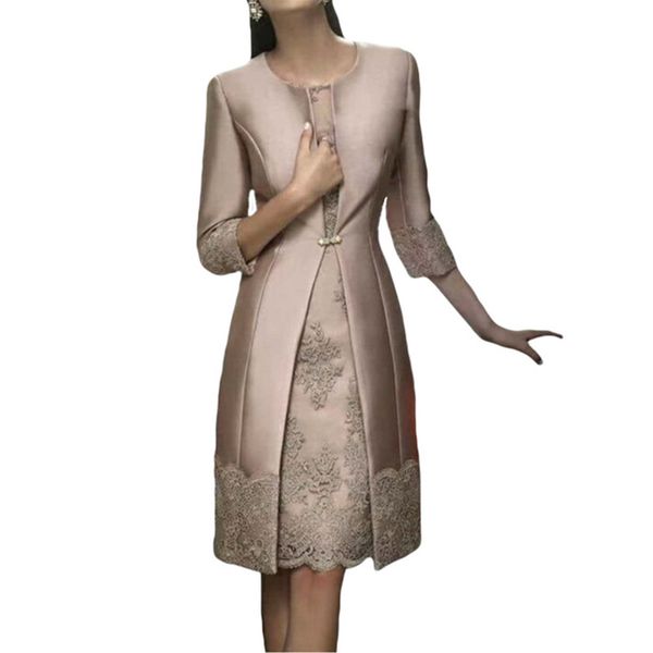 

elegant short mother dresses with jacket 2022 mother of the bride dress suit gowns formal party wear wedding guest dresses 3/4 long, Black;red