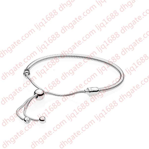 

authentic 925 sterling silver hand rope bracelets for pandora adjustable size women wedding gift jewelry bracelet with original bo252s, Golden;silver