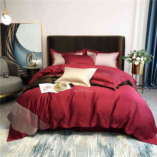 21 Set di quattro pezzi per ricamo in cotone australiano a 100 fili cinese moderno primaverile ed estivo. Set di biancheria da letto Big Red Seasons