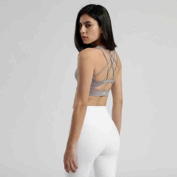 

lu-2100 lulu bras brand sports bra nude yoga fitness vest running high intensity beautiful back solid color underwear ykib, Red;black