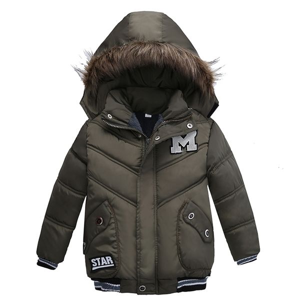 Crianças na jaqueta quente de inverno com pele bebê menino menina sólida sobretudo casaco de inverno com capuz