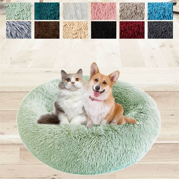 Cama de cães de estimação Donut confortável redondo canil para S Soft Washable e Cat Almofada Inverno Sofá quente vender LJ200918