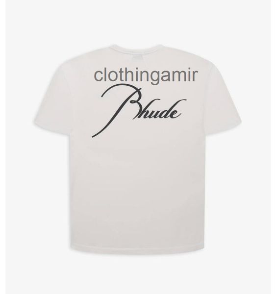

designer t shirts rhude 22ss solid letter print short sleeve t-shirt street loose hip hop men's tee fashion ins, White;black