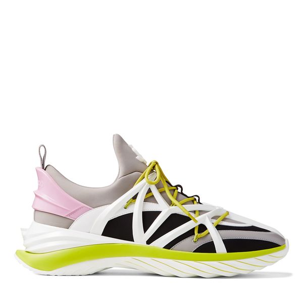 

cosmos/m low-bing 100 sneakers in white and silver contrast leather and neoprene