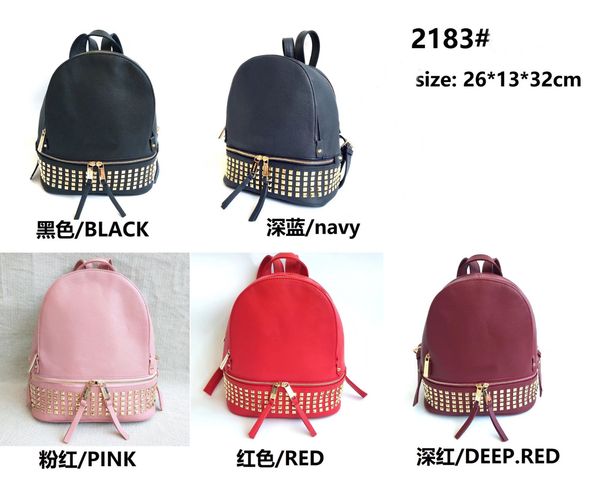 

fashion womens punk rivet shoulders bags designers 6 colors ladies student backpack for teenage multi-function pu school bag luxury tote pur